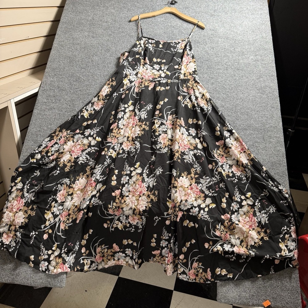 Plus Size 4X Black Floral Maxi Dress Pink Ruffle Shrug Shawl Cardigan Set - Picture 3 of 16